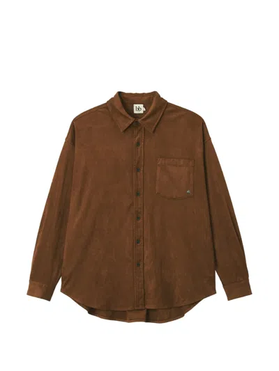 B+ab Faux-suede Chest-pocket Shirt In Brown