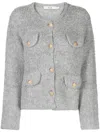 B+ab Flap-pocket Bouclé Wool-blend Cardigan In Grey