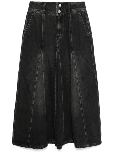 B+ab Flared Denim Skirt In Black