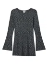 B+ab Flared-sleeve Mini Dress In Gray