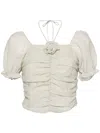 B+ab Floral-appliqué Halterneck Top In Grey