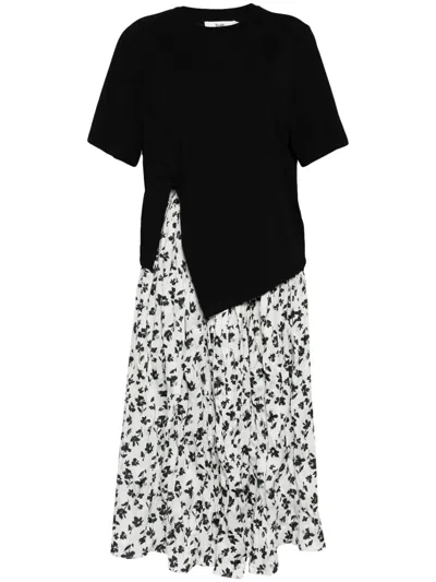 B+ab Floral-print High-waisted Skirt Set In 黑色