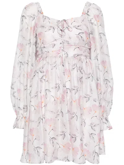 B+ab Floral-print Pleat-detail Midi Dress In Pink
