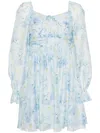 B+ab Floral-print Pleat-detail Minidress In 蓝色