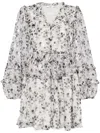 B+ab Floral-print Ruffle-trim Minidress In White