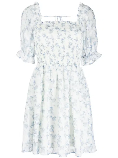B+ab Floral-print Shirred Minidress In Blue