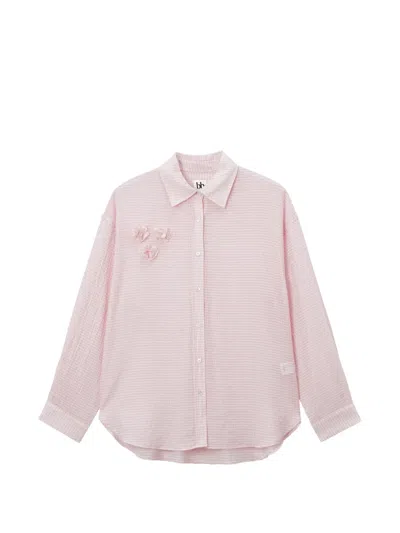 B+ab Floral-appliqué Shirt In Pink