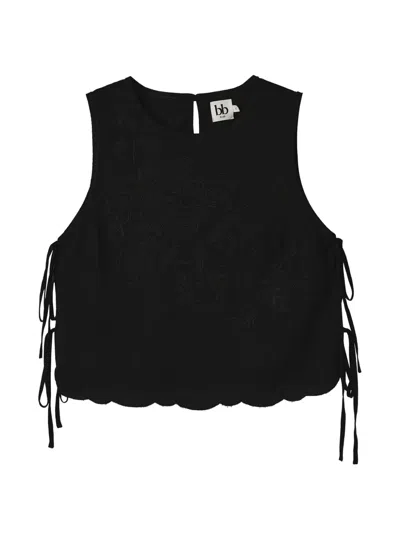 B+ab Floral-embroidered Scalloped-hem Blouse In Black