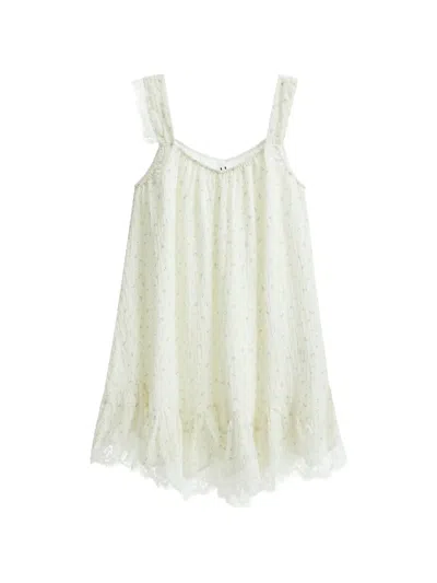 B+ab Floral-print Lace-trim Mini Dress In White