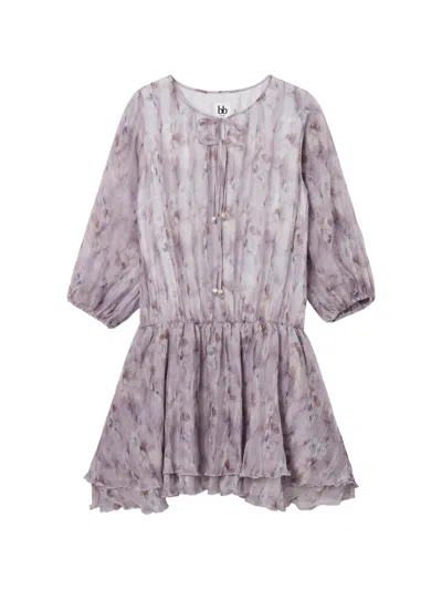 B+ab Floral-print Mini Dress In Purple