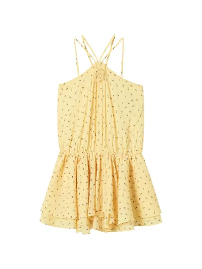 B+ab Floral-print Mini Dress In Yellow