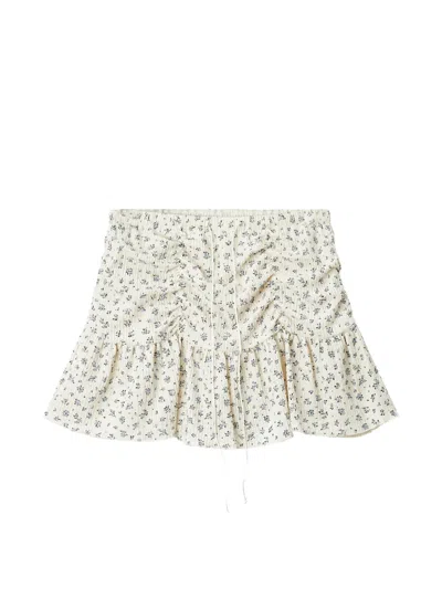 B+ab Floral-print Ruched Skirt In Multi