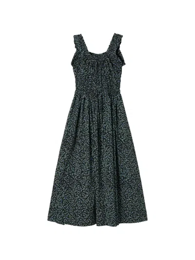 B+ab Floral-print Shirred Dress In Black