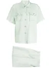 B+ab Frayed-edge Short-sleeve Shirt In Grün