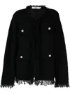 B+ab Frayed-trim Tweed Cardigan In Black