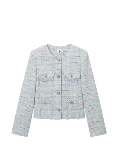 B+ab Fringed Tweed Jacket In Blue