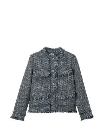 B+ab Fringed Tweed-effect Jacket In Grey