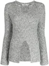 B+ab Front-slit Mélange Jumper In Grey
