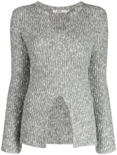 B+ab Front-slit Mélange Jumper In Grey