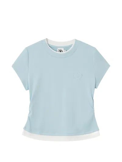 B+ab Gathered Layered T-shirt In Blue
