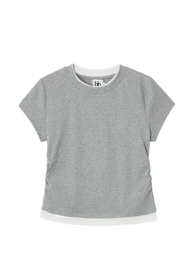 B+ab Gathered Layered T-shirt In Gray