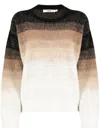B+ab Gradient-stripe Brushed Jumper In Brown