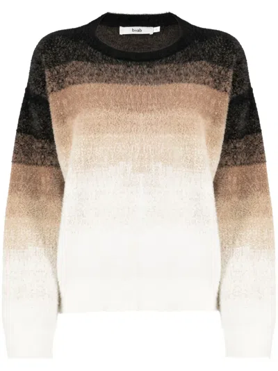 B+ab Gradient-stripe Brushed Jumper In Brown