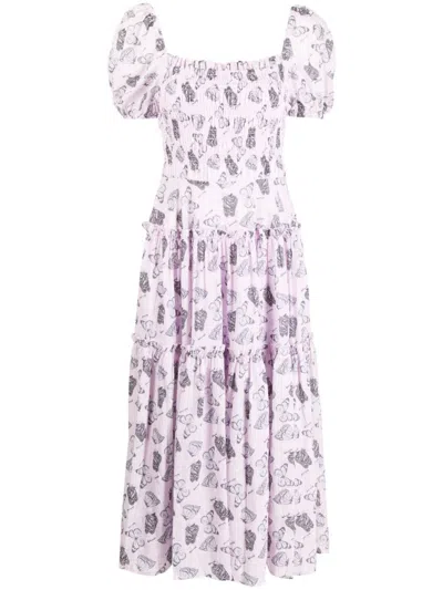 B+ab Graphic-print Short-sleeve Dress In Pink