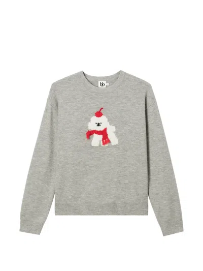 B+ab Graphic-patch Sweater In Gray