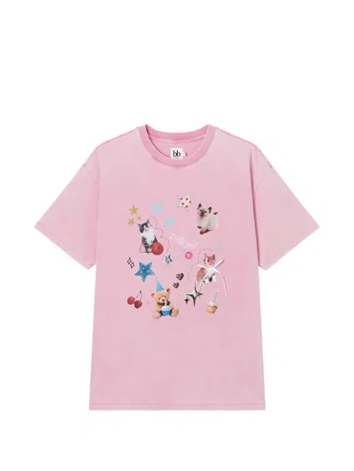 B+ab Graphic-print Bow-detail T-shirt In Pink