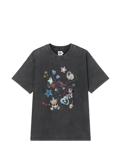 B+ab Graphic-print Cotton T-shirt In Gray