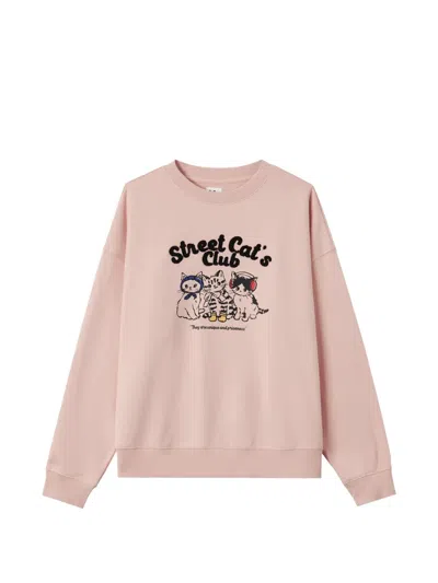 B+ab Graphic-print Dropped-shoulder Sweater In Pink