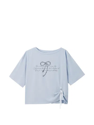 B+ab Graphic-print Side-tie T-shirt In Blue