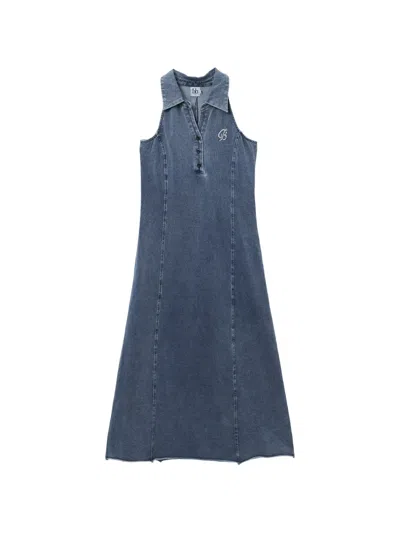 B+ab Halterneck Logo-embellished Dress In Blue