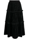 B+ab High-waist Tiered Midi Skirt In Black