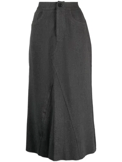 B+ab High-waisted Panelled Midi Skirt In Grau