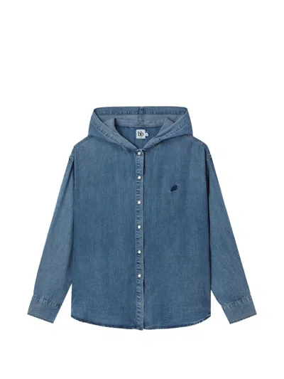 B+ab Hooded Denim Shirt In Blue