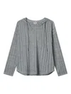 B+ab Hooded Ribbed Knit Top In Gray