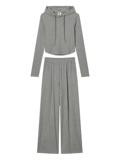 B+ab Hooded Ribbed Tracksuit In Gray