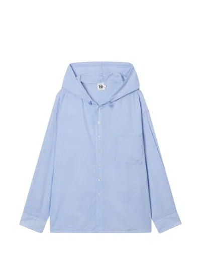 B+ab Hooded Striped Shirt In Blue