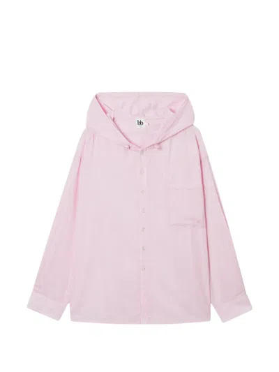 B+ab Hooded Striped Shirt In Pink