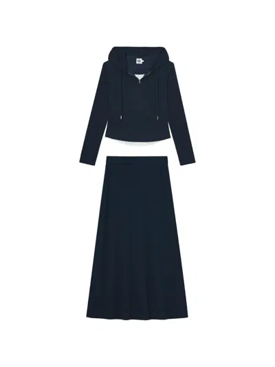 B+ab Hoodie And Skirt Set In Blue