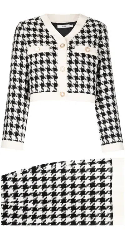 B+ab Houndstooth Cropped Tweed Jacket In Black