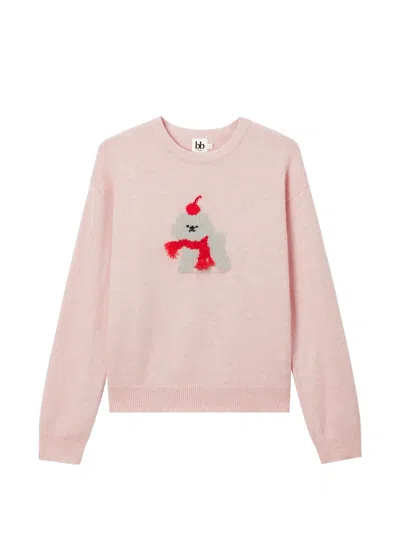 B+ab Intarsia-knit Crew-neck Sweater In Pink