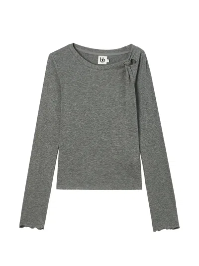 B+ab Knot-detail Long-sleeve Top In Gray