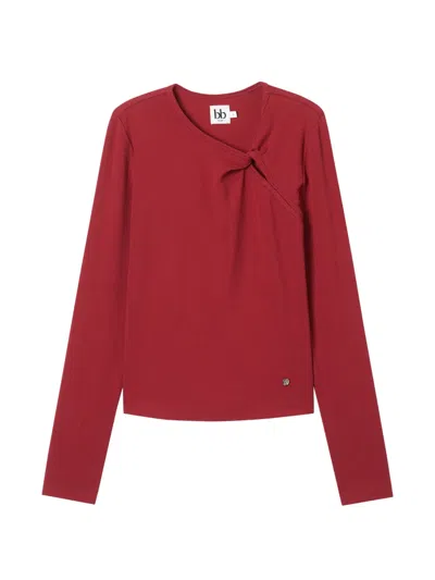 B+ab Knotted Long-sleeve Top In Red