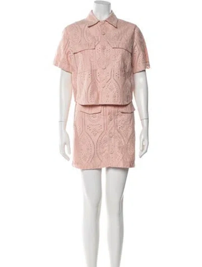 Pre-owned B+ab Lace Pattern Embroidered Accent Skirt Set In Pink
