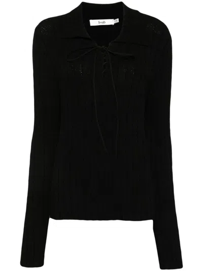 B+ab Lace-up Neck Jumper In Schwarz