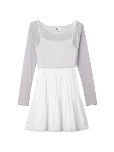 B+ab Midikleid Mit Spitzendetail In White