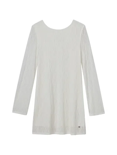 B+ab Lace-textured Long-sleeve Mini Dress In White